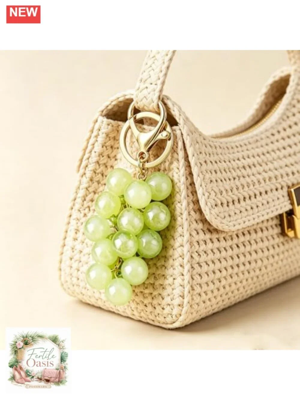 Cute Grape Charm Keychain Purse Accessory Resin Bag Decor Gift